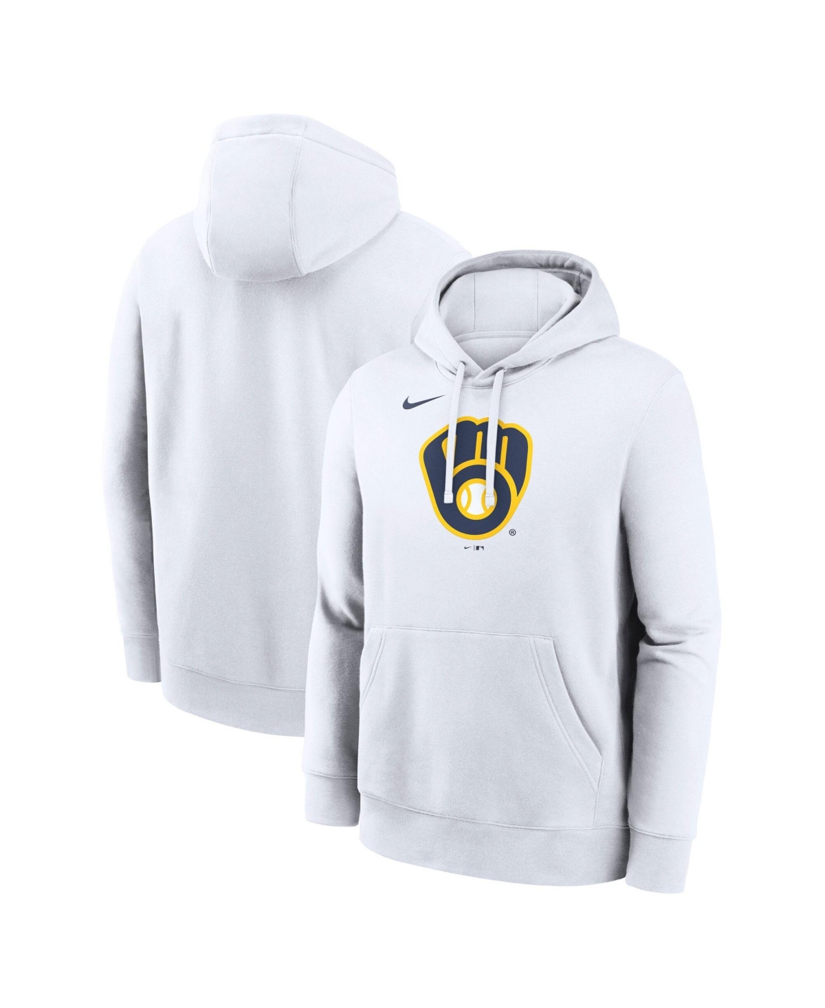 Nike Men's White Milwaukee Brewers Logo Club Hoodie - White