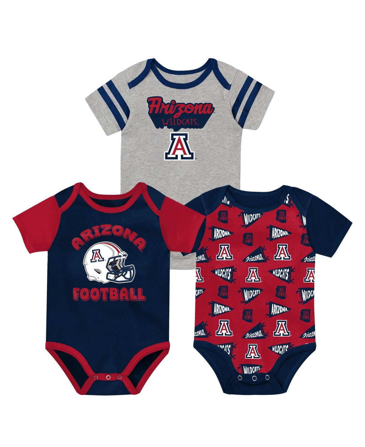 Outerstuff Baby Boys' and Girls' Navy Arizona Wildcats Star Player Bodysuit Set, 3-Piece - Navy, White