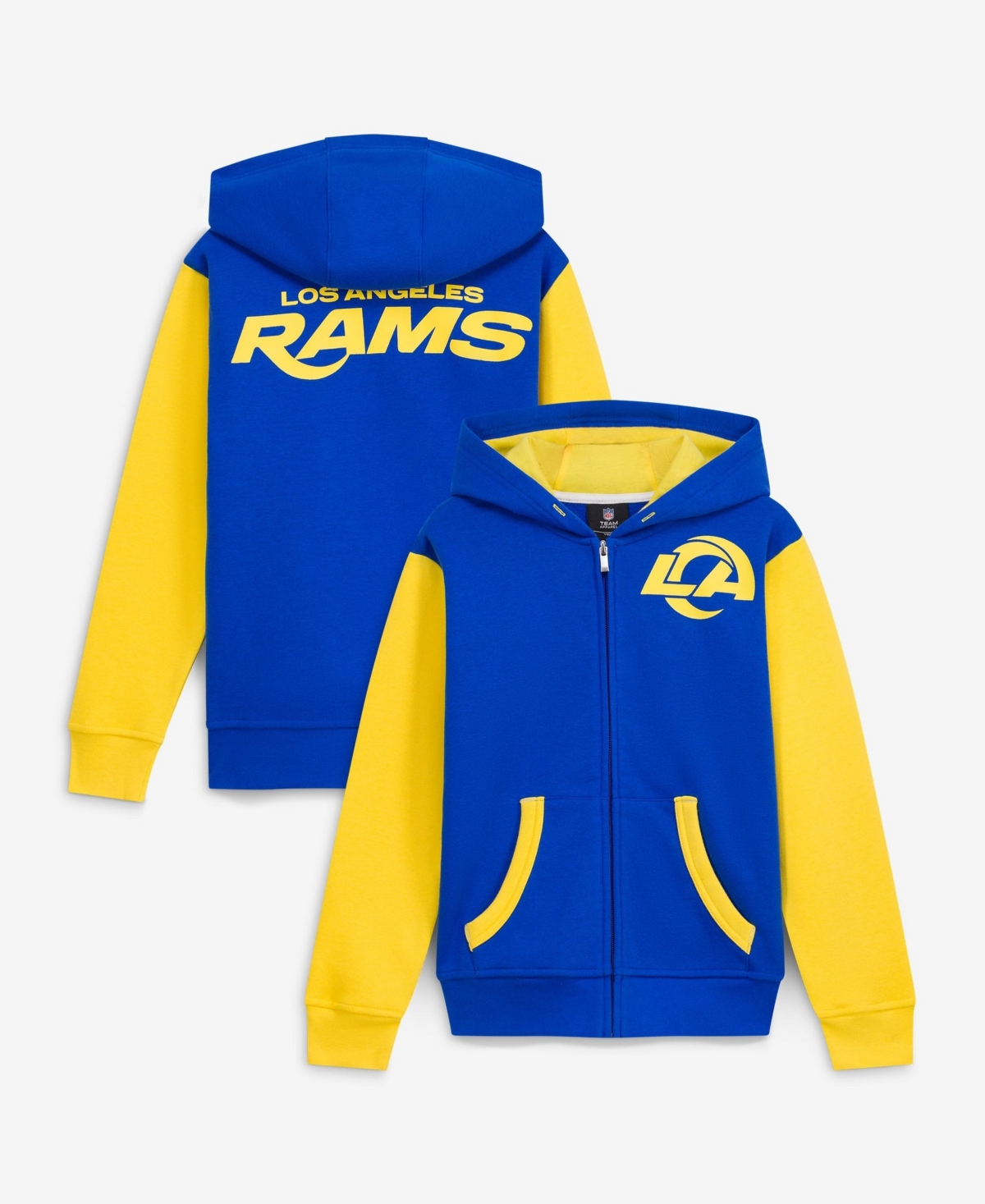 Outerstuff Big Boys' and Girls' Royal Los Angeles Rams Stadium Color block Full-Zip Hoodie - Royal, Gold