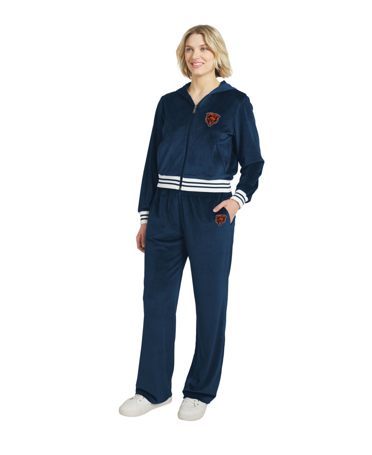 Wear by Erin Andrews Women's Navy Chicago Bears Velour Track Suit - Navy