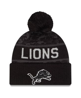 Big Boys' and Girls' Black Detroit Lions 2026 Salute To Service Cuffed Knit with pom Hat