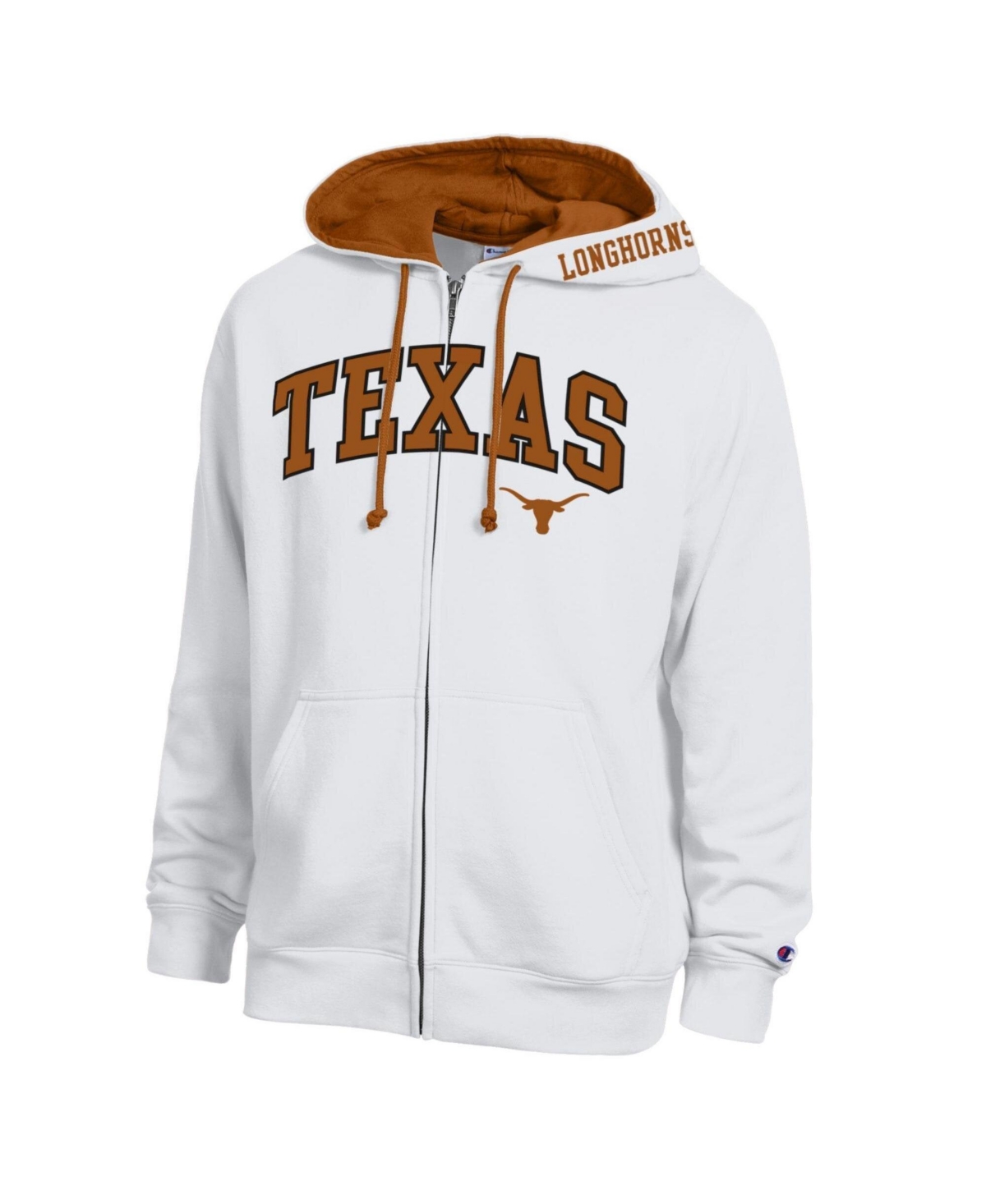 Champion Men's White Texas Longhorns Arch Logo Full-Zip Fleece Hoodie - White