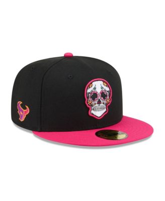 Men's Black/Pink Houston Texans Day Of The Dead 59FIFTY Fitted Hat