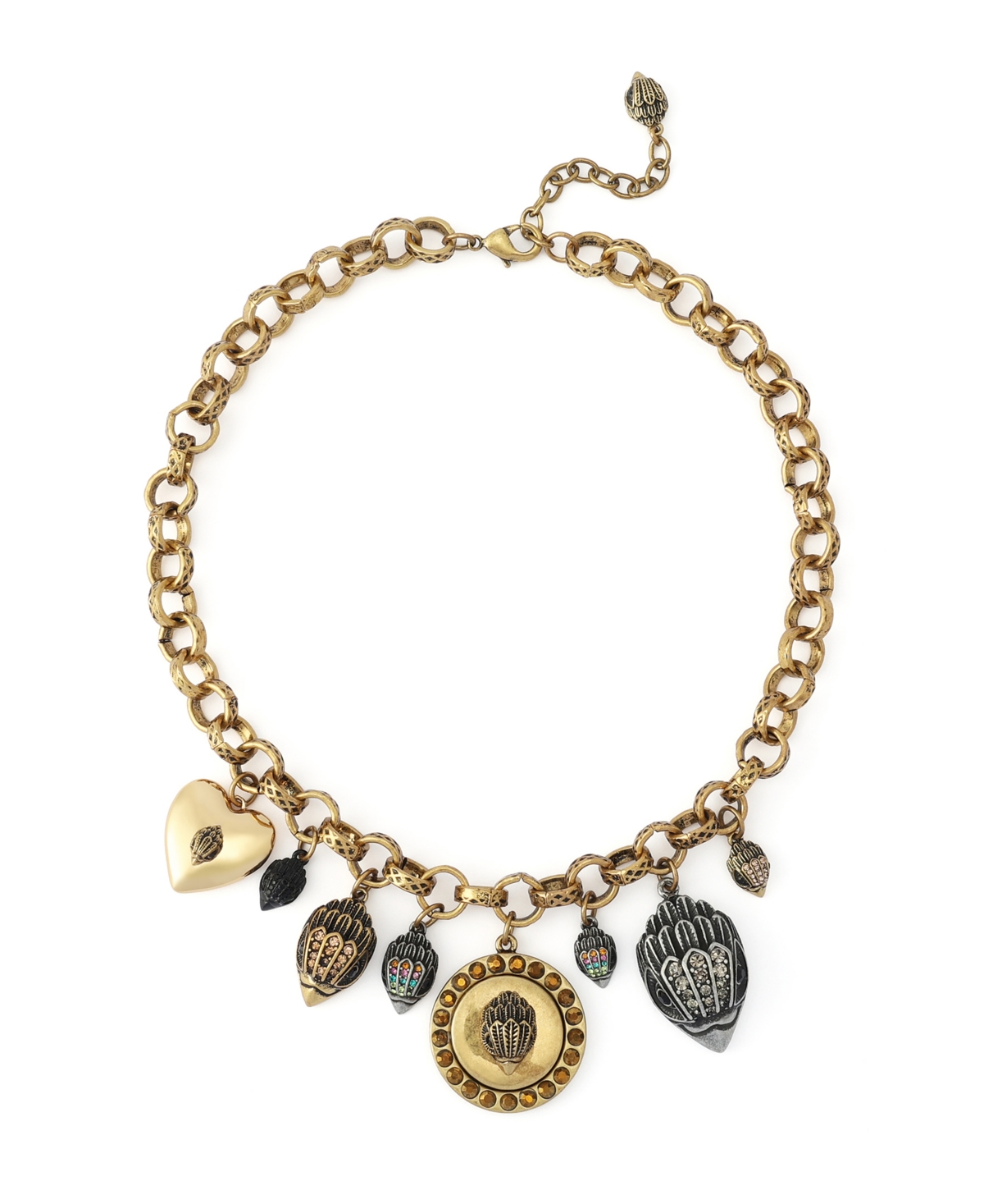 Kurt Geiger London Glass Crystal Tri-Tone Eagle Charm Necklace - Tri-Tone