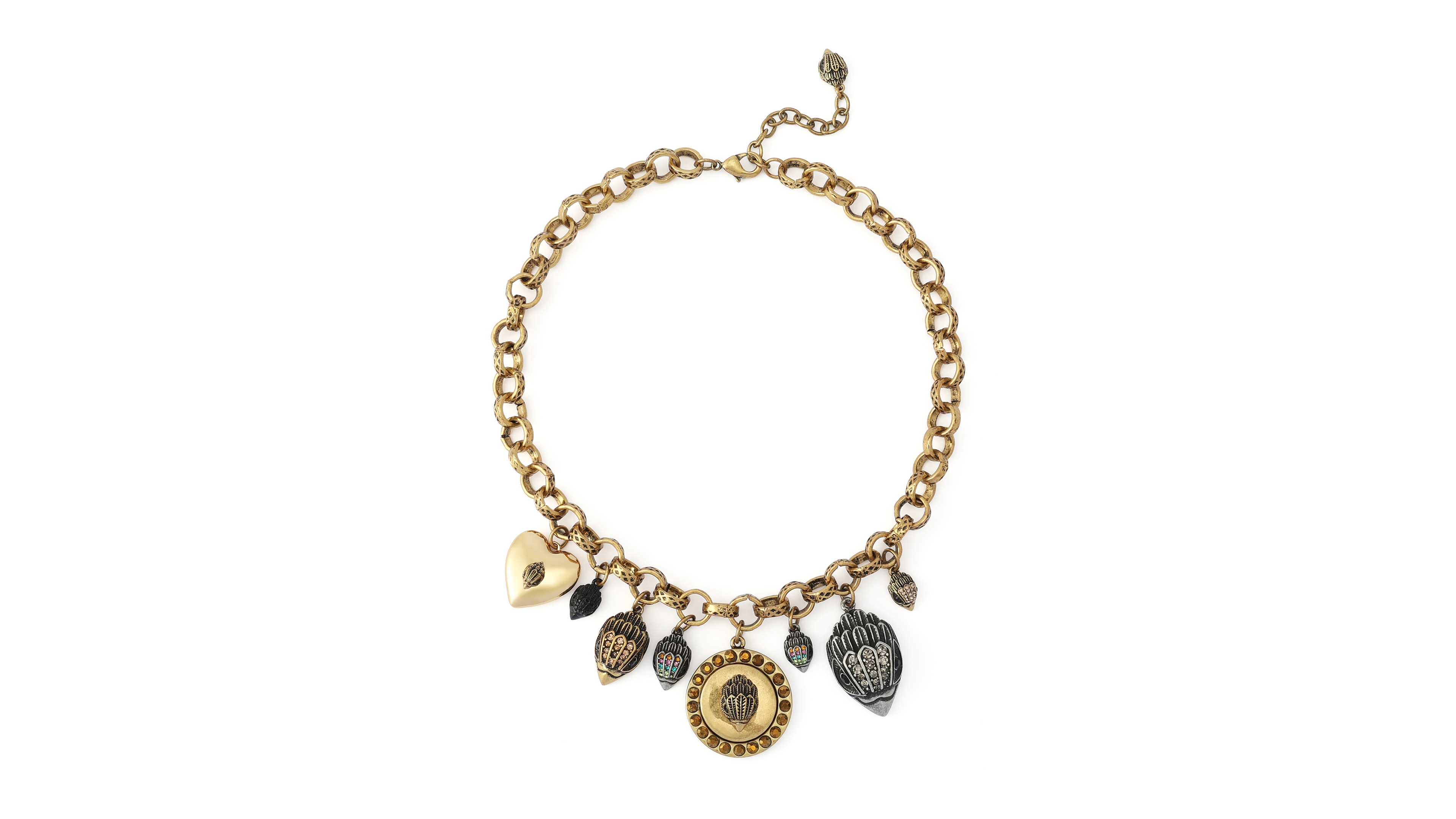 Kurt Geiger London Glass Crystal Tri-Tone Eagle Charm Necklace