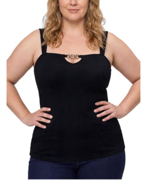 Женский топ Torrid Plus Size Foxy Chain Front, цвет: Глубокий чёрный