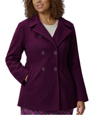 Plus Size Double-Breasted Peacoat