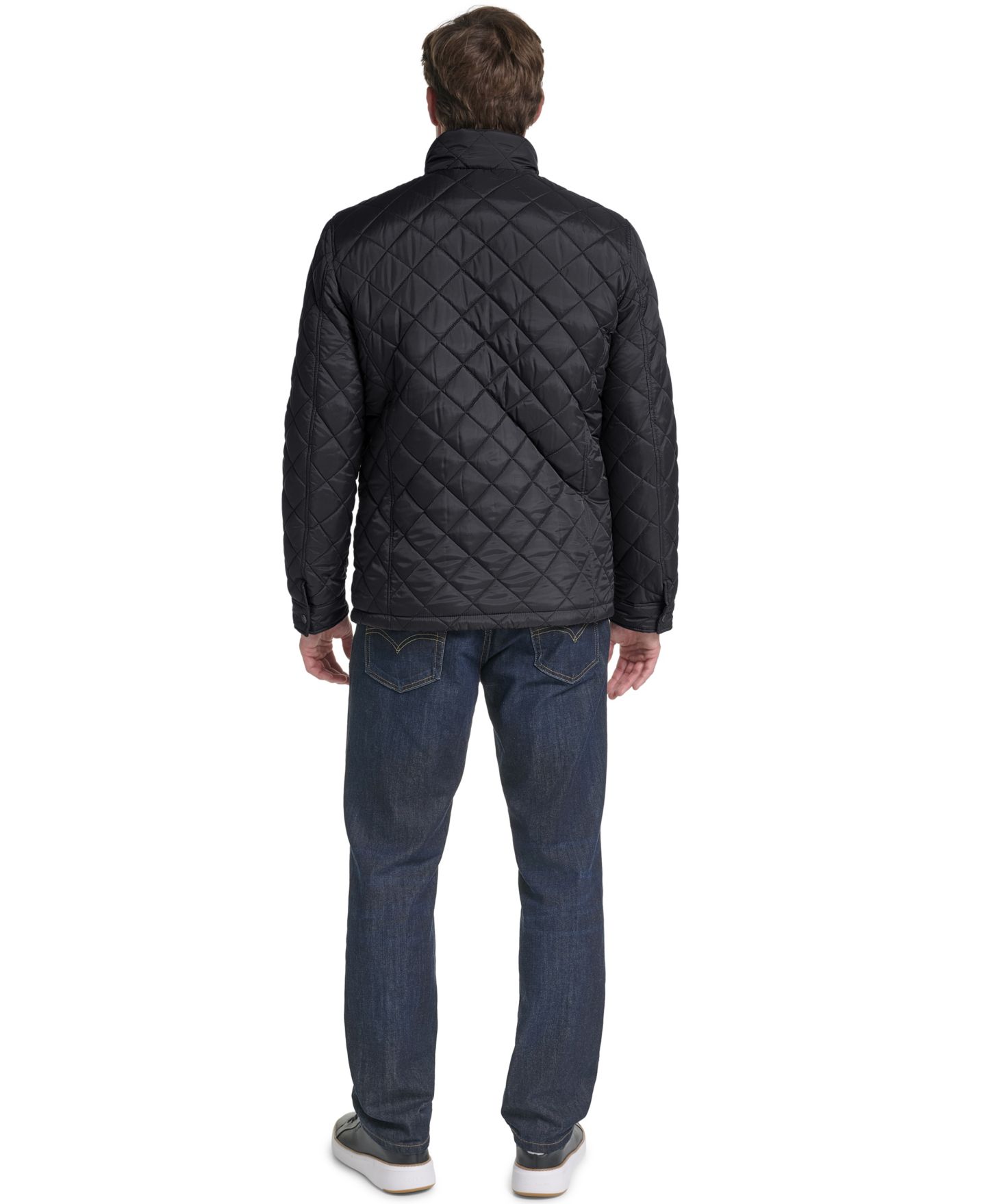 Мужская куртка Cole Haan Quilted Faux Suede-Trim Faux Sherpa-Lined, цвет: Чёрный — фото 7