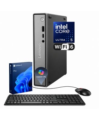 ThinkCentre Business MFF Desktop, Intel Core Ultra 5 226V, Intel Arc 130V, 16GB RAM, 1TB SSD, Wired KB and Mouse, Wi-Fi 6, Win11 Pro, Black