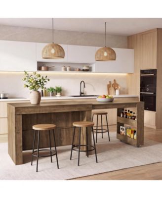 85.43-47.24" Extendable Kitchen Island with Storage