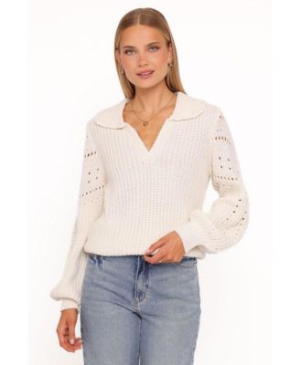 Women's Fitzgerald Pointelle Long-Sleeve Polo Sweater