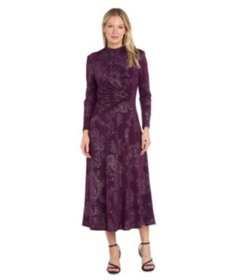 Women's Sophia Christina Long-Sleeve Mock-Neck Midi Dress