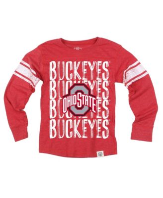 Big Boys' and Girls' Scarlet Ohio State Buckeyes Long-Sleeves Football Jersey