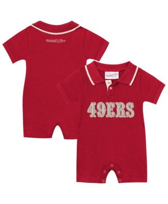 Baby Boys and Girls Scarlet San Francisco 49ers Retro Roots Rugby Romper