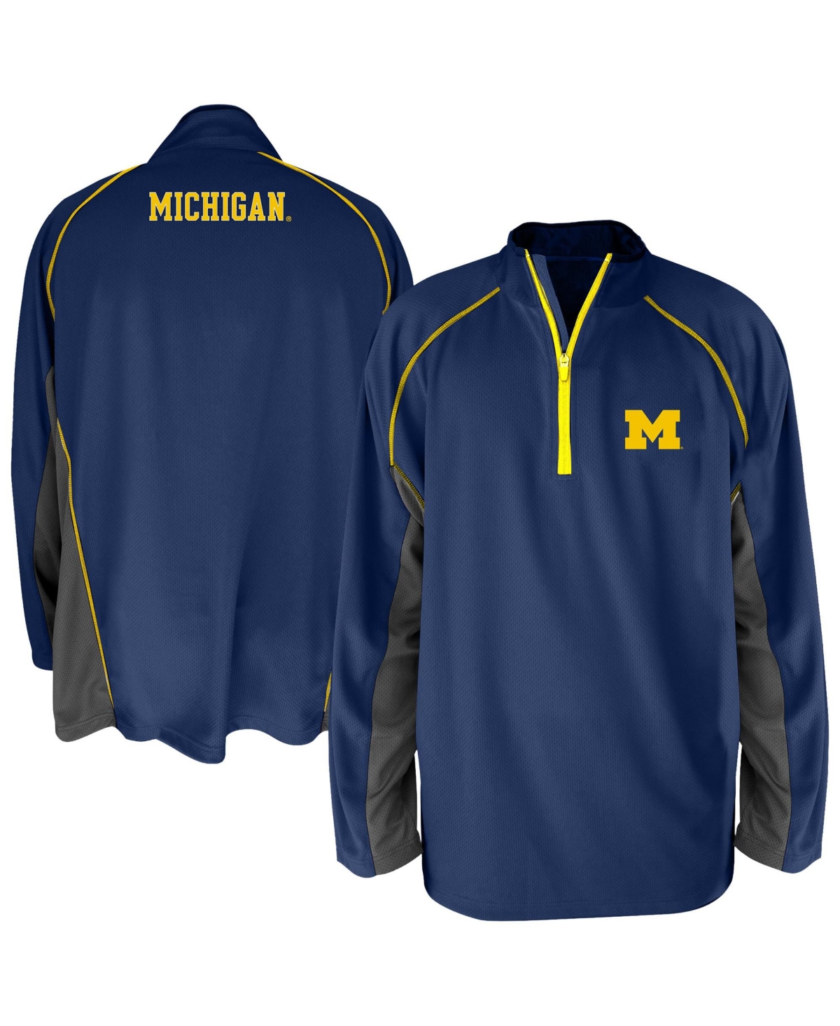 Fanatics Men's Navy Michigan Wolverines Big & Tall Quarter-Zip Raglan Jacket - Navy, Charcoal