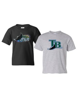 Big Boys' and Girls' Black/Heather Gray Tampa Bay Rays Cooperstown T-Shirt, 2-Pack Set