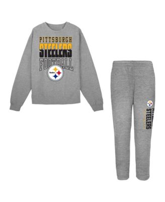 Toddler Heather Gray Pittsburgh Steelers Crewneck Sweatshirt Pants Set
