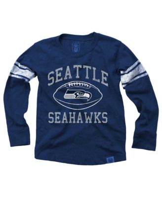 Big Boys' and Girls' College Navy Seattle Seahawks Football Long-Sleeves T-Shirt