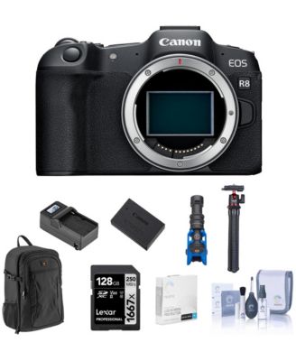 EOS R8 24.2MP 4K Mirrorless Camera with 128GB SD Card, Backpack & Tripod Bundle