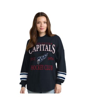 Women's Navy Washington Capitals Hockey Club Spirit Jersey Heavyweight Long-Sleeves T-Shirt