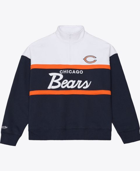 Женский свитер Mitchell & Ness Navy Chicago Bears Head Coach Quarter-Zip Pullover