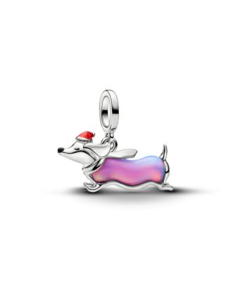 Lab-created Opal Christmas Dachshund Dangle Charm