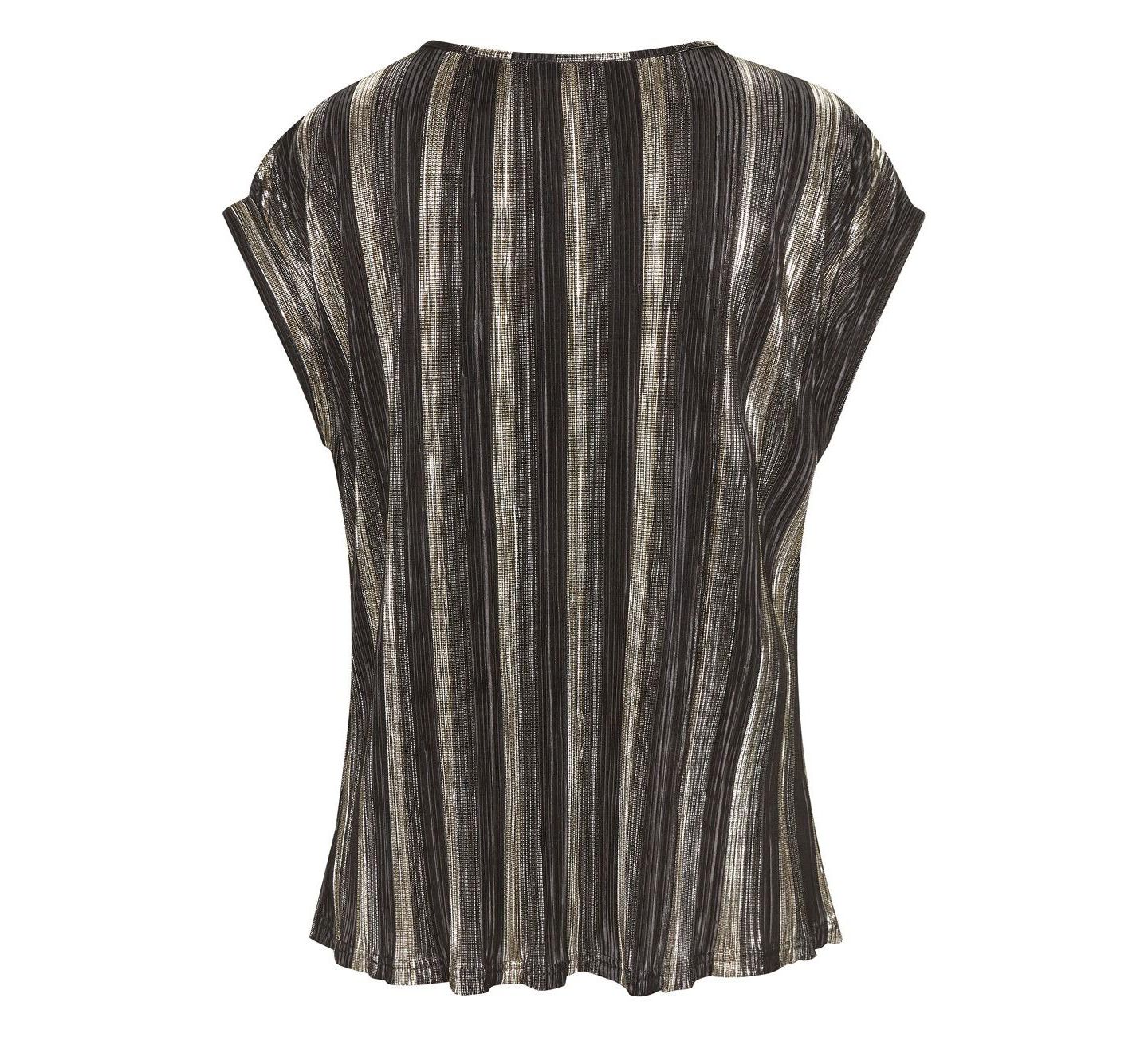 Женский топ Lascana Metallic Pleated Dolman-Sleeve Crewneck, цвет: Чёрный / Золотой — фото 7