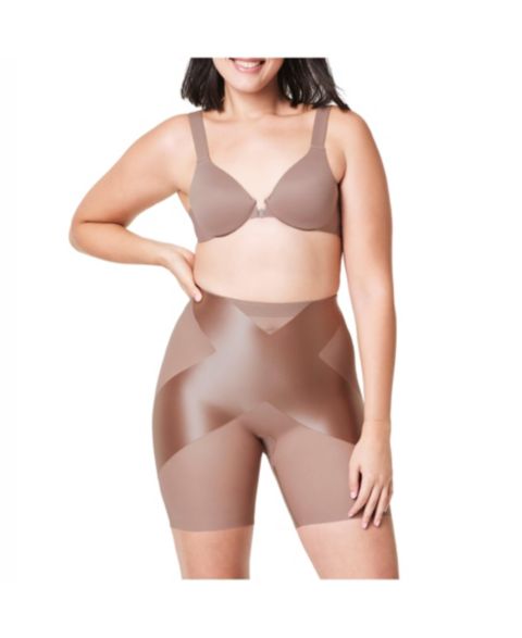Женские шорты Spanx Satin-X Firm Mid-Thigh Shaping, цвет: Cafe Au Lait