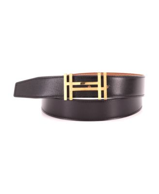 Pre-Owned HERMES H Au Carre Reversible Belt Leather Medium