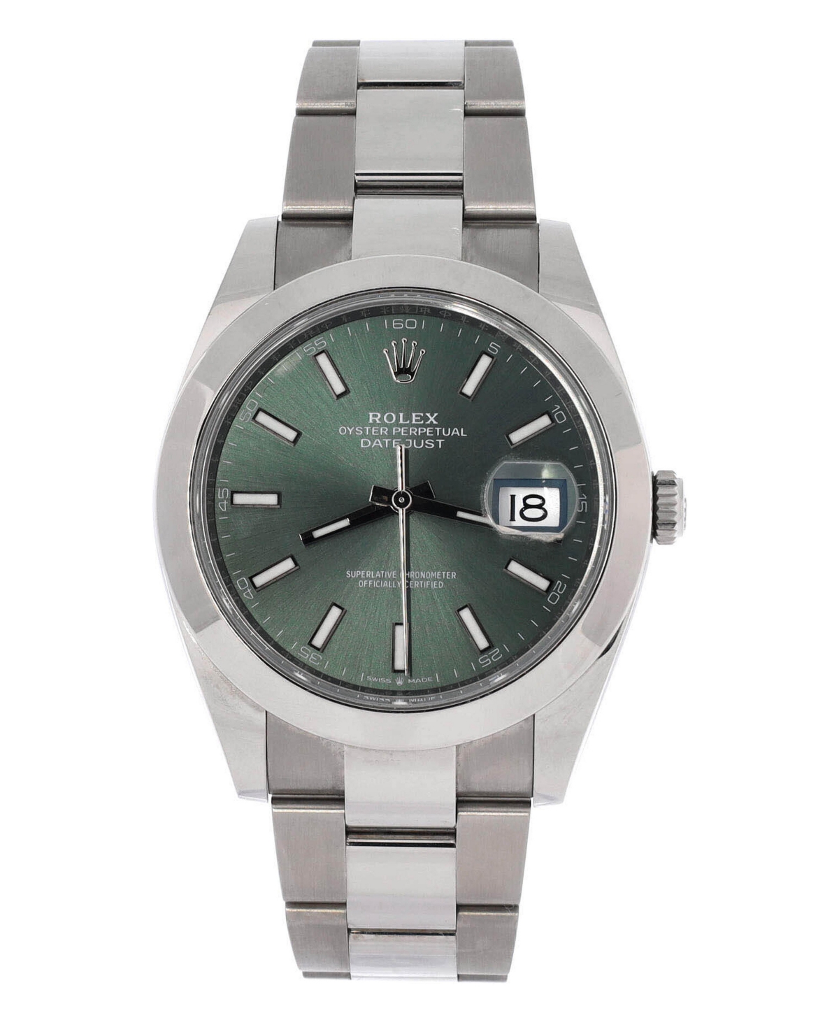 Pre-Owned Rolex Oyster Perpetual Datejust Mint Green Automatic Watch in Stainless Steel 41mm - Dial color: green