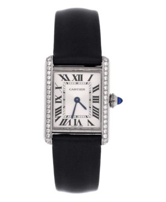 Must de Cartier Tank Quartz Watch in Stainless Steel and Satin with Diamond Bezel 22mm