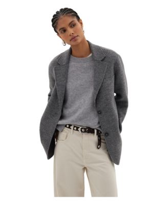 Women's Simeron Houndstooth Double-Faced Wool-Blend Oversized Blazer