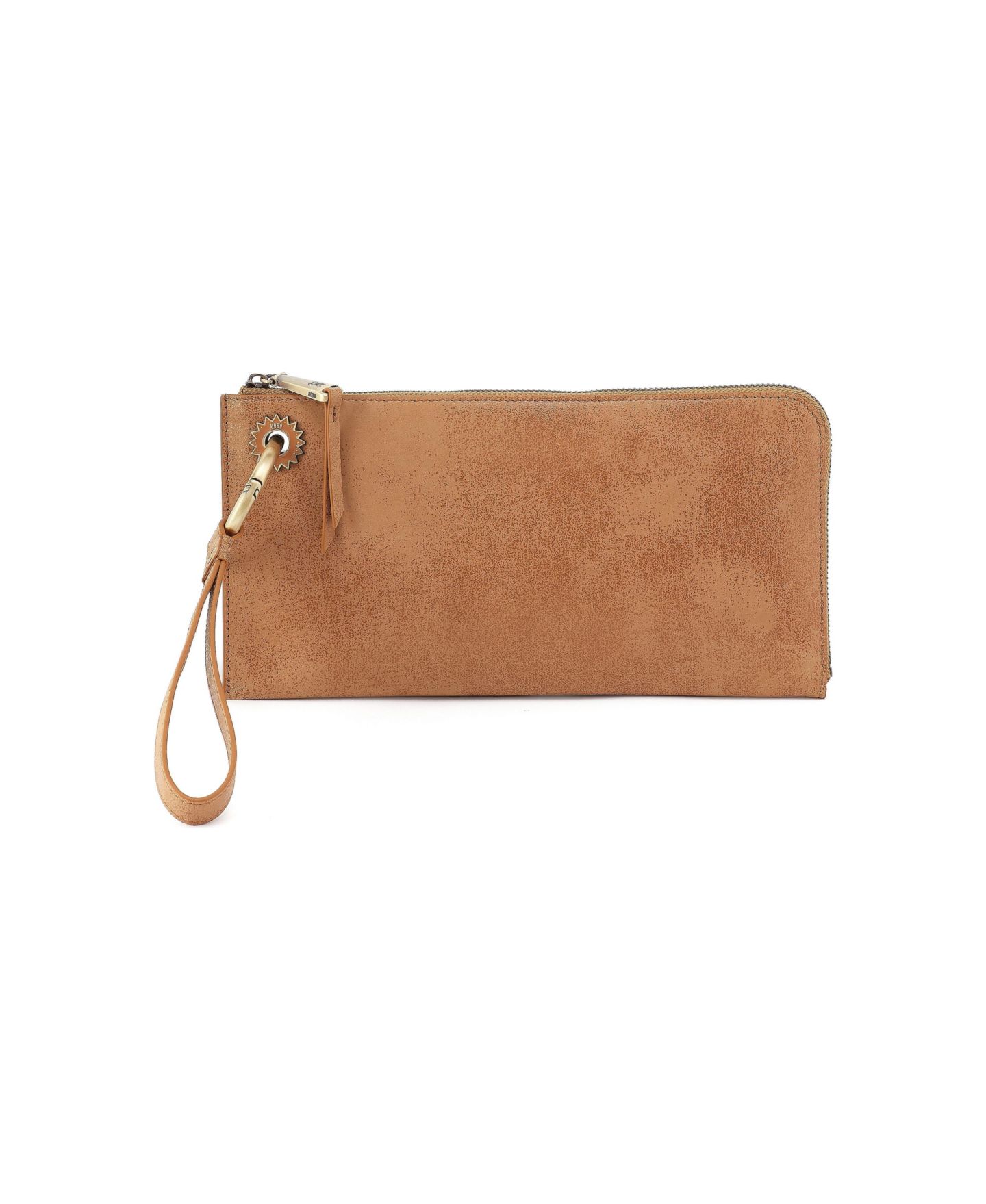 Женская сумка HOBO Jett Leather Zip Closure Wristlet, цвет: Виски — фото 1
