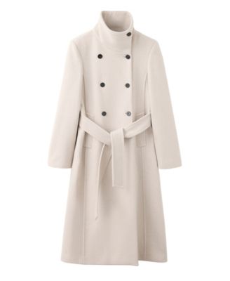 Women's Plus Size Manteco Wool-Blend Funnel Neck Belted Coat