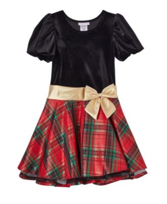 Big Girl's 4-16 Holiday Velvet-Bodice Puff-Sleeve Dress