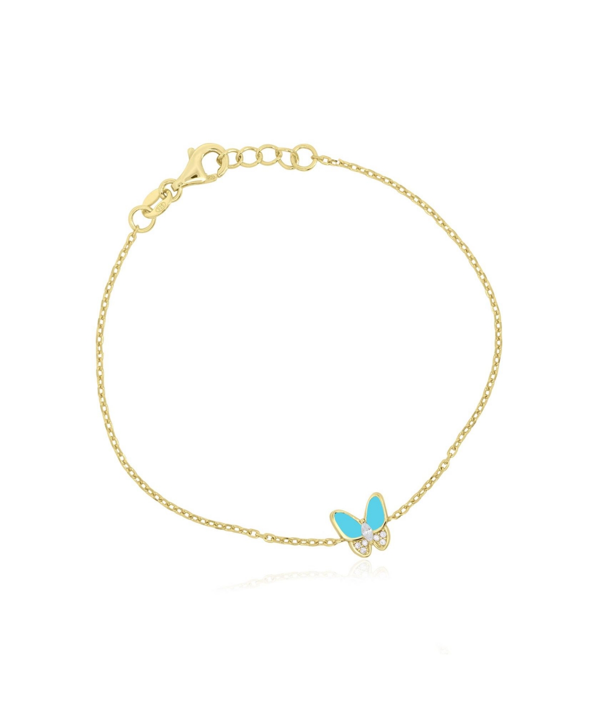 The Lovery Adjustable Turquoise Cubic Zirconia Gold-Tone Butterfly Bracelet - Gold plated sterling silver