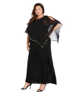 Plus Size Metallic Stripe Rhinestone Trim Poncho Dress