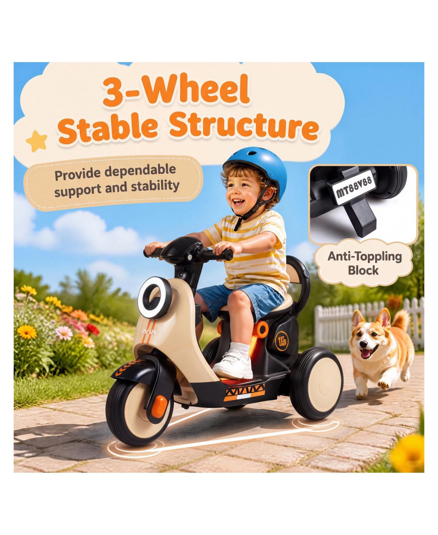 Детская игрушка Mecale 6V Ride-On Motorcycle with LED Headlight and Music, 3–5 лет, цвет: Хаки — фото 7