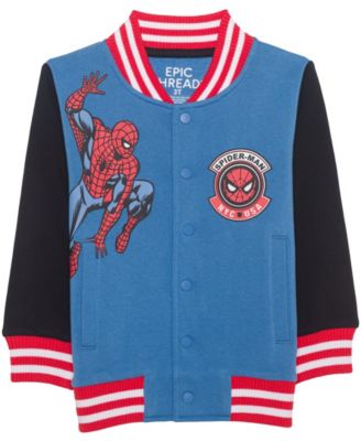 Boys' 12M-5T Spider-Man Varsity Ribbed-Trim Jacket