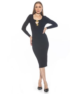 Women's Tia Scoop Neck Long-Sleeve Knit Midi Dress