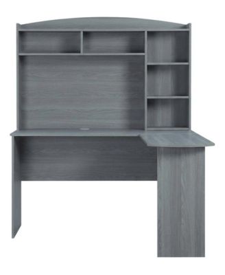 Wood Finish Desk with Hutch in Elegant Brown and Spacious Storage