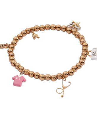 Alex and Ani Barbie Two-Tone Crystal Stretch Charm Beaded Bracelet - Macy's