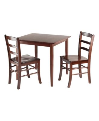 Square Dining Set, 3-Piece, 2 Ladder Back Chairs, Solid Wood