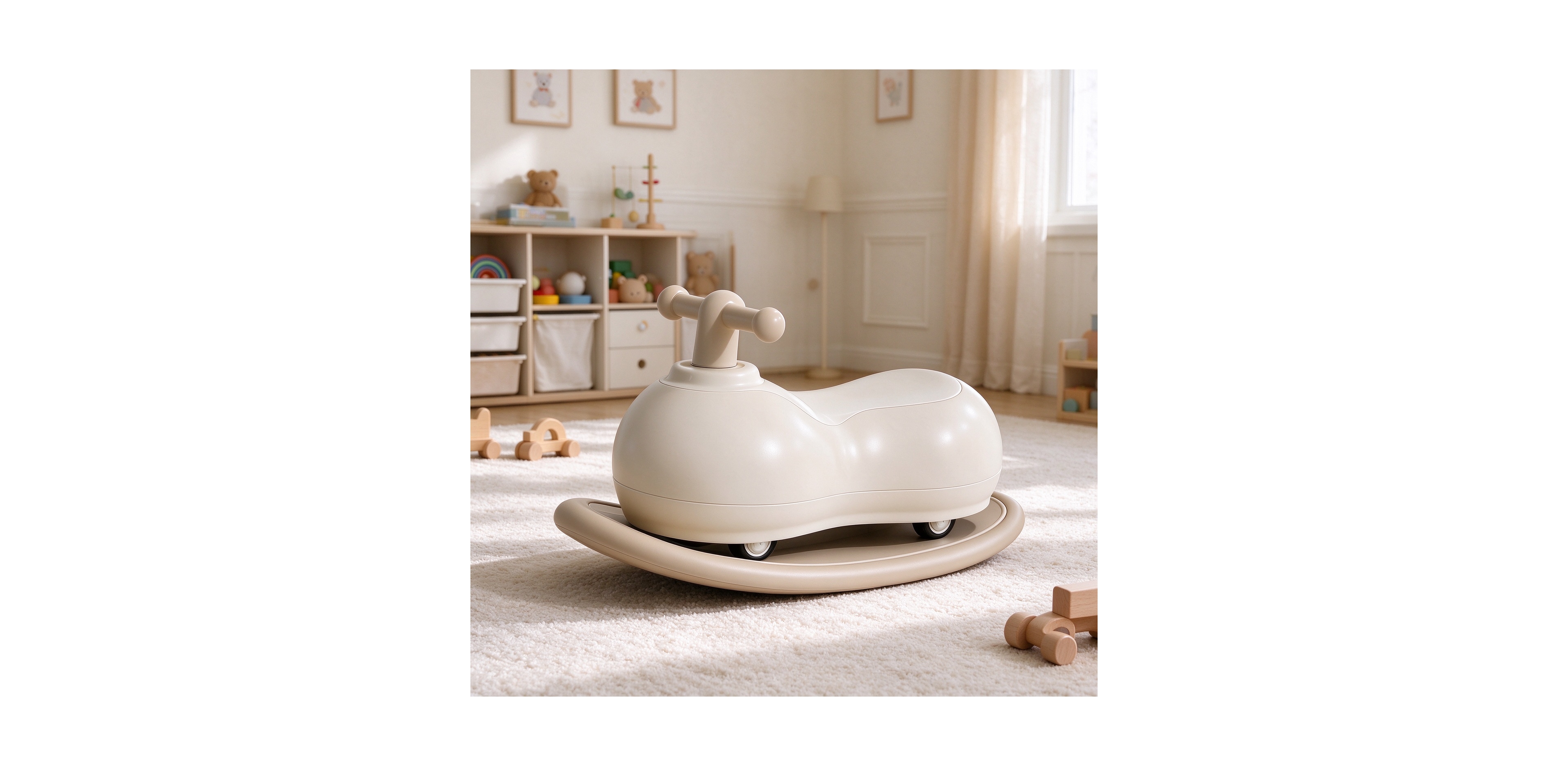 homfan Peanut Shaped Hdpe Multi-Mode Rocking & Sliding Ride-On Toy, Ages 18-36 Months