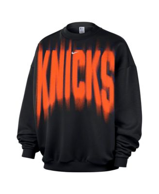Men's Black, White New York Knicks 2026 Game Theather Fleece Crewneck Sweatshirt