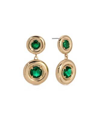 Emerald Cubic Zirconia Orbit Drop Earrings