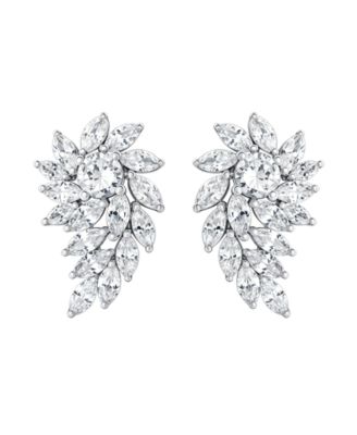 Cubic Zirconia Cluster Drop Earrings in Sterling Silver
