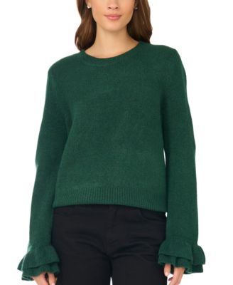 Women's Ruffle Cuff Crewneck Sweater