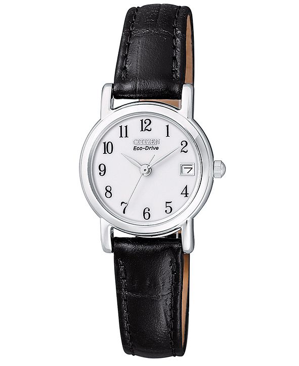 Citizen Women's EcoDrive Black Leather Strap Watch 23mm EW127006A
