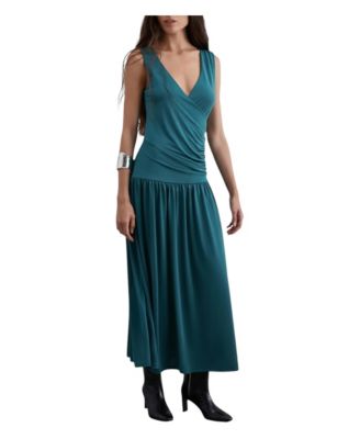 Women's V-Neck Side-Draping Midi Dress